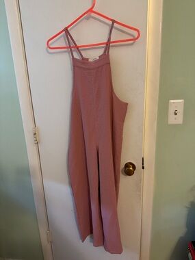 Girls Mauve Wide-Leg Romper with Double Spaghetti Straps